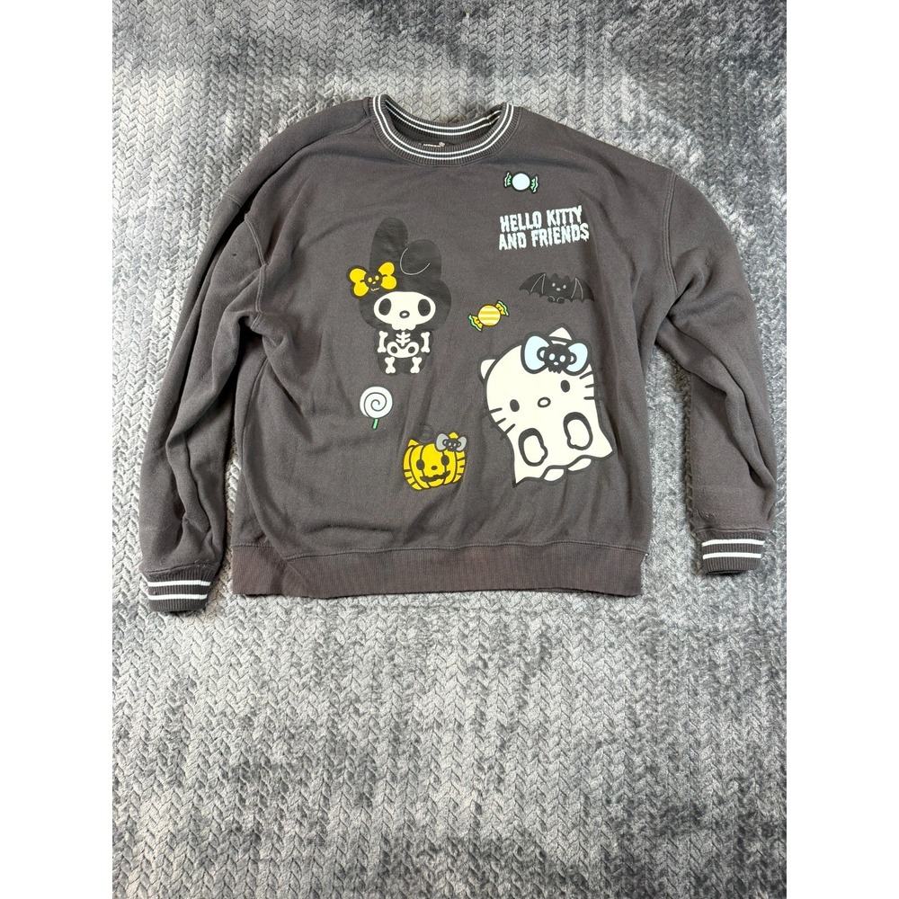 Hello Kitty and Friends by Sanrio Sweatshirt Womens XL Gray Graphic Fleece Lined